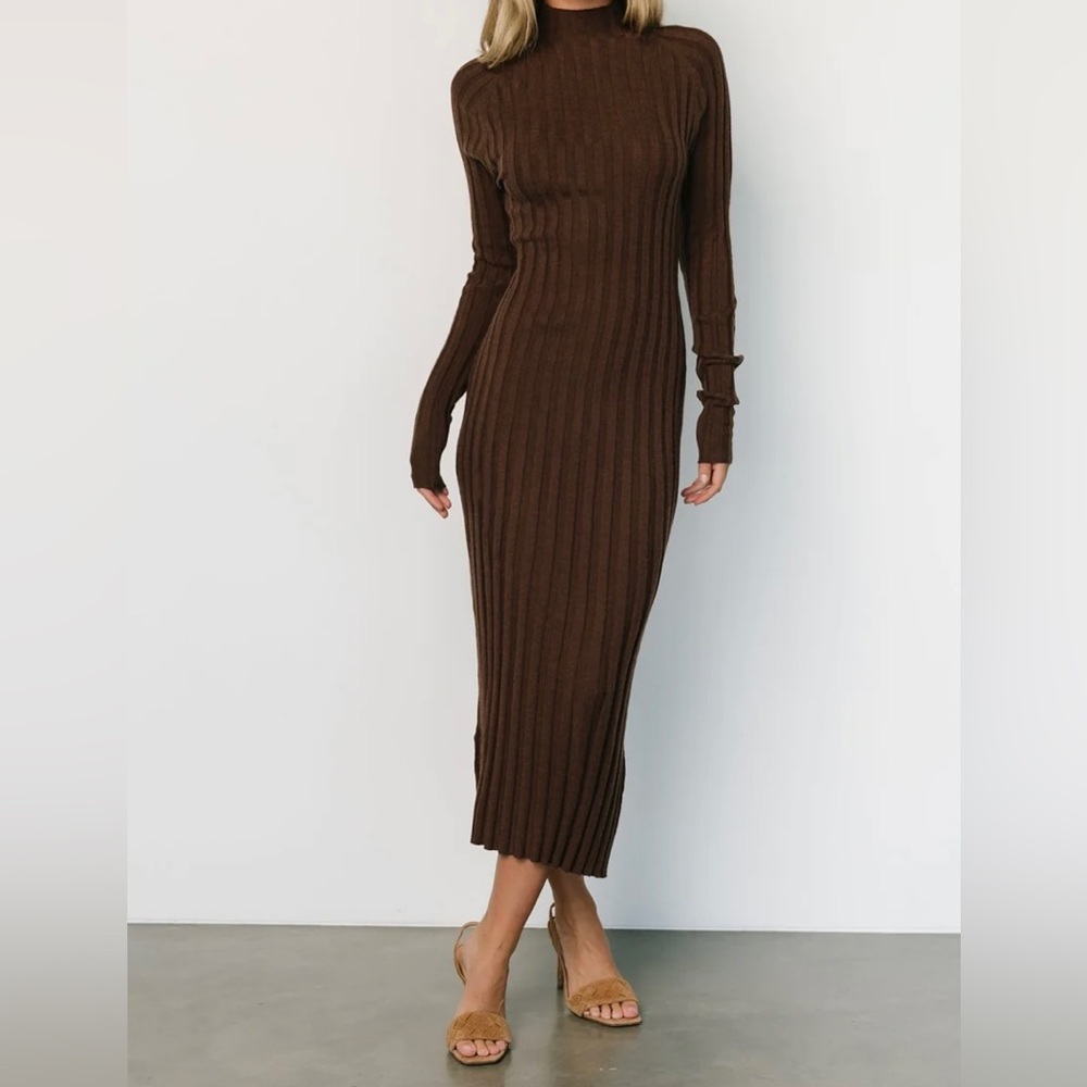 NWT- Baltic Born Chocolate Ribbed Sweater Dress S